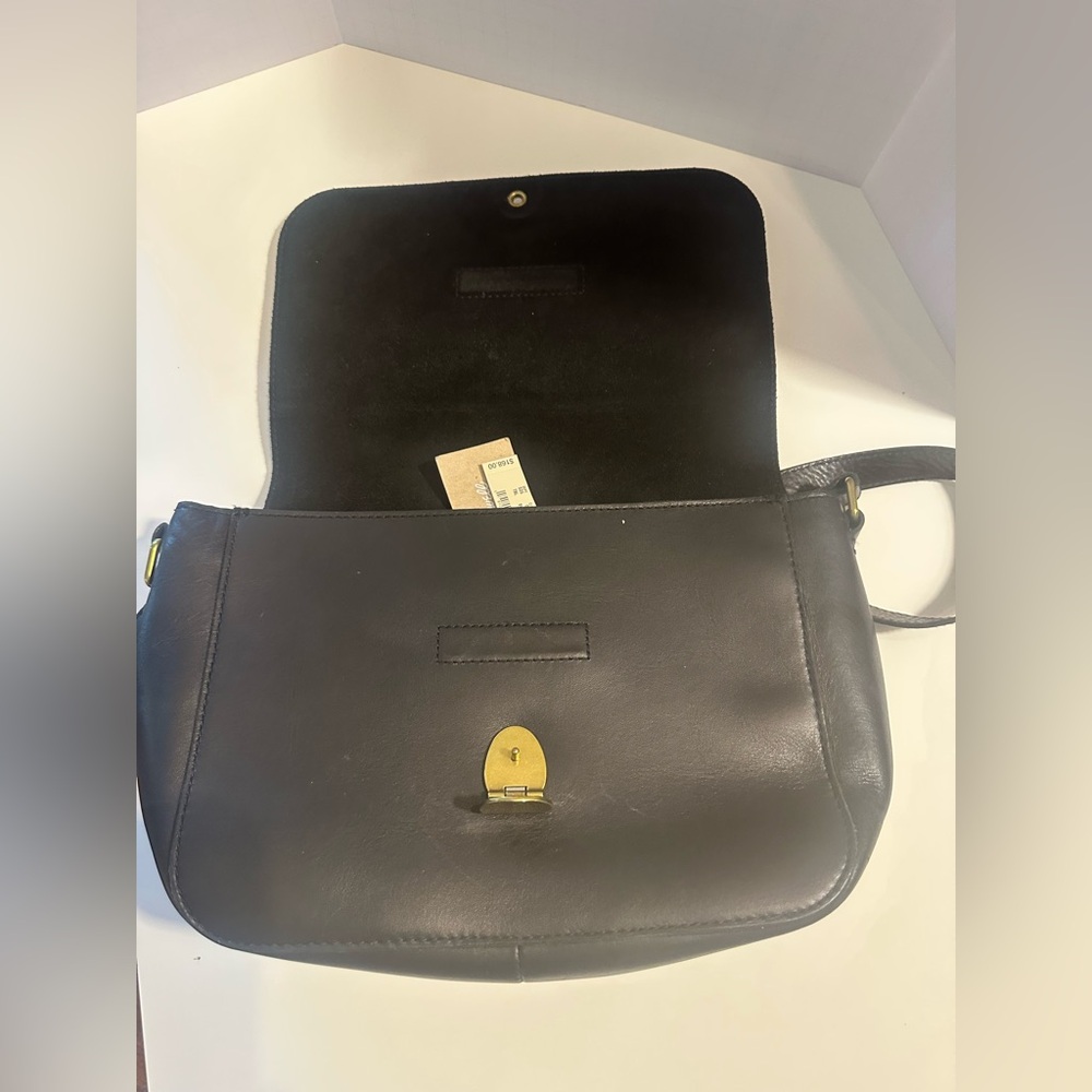 New Madewell The Abroad Leather Shoulder Bag Crossbody purse Black Spring Purse - Picture 5 of 7